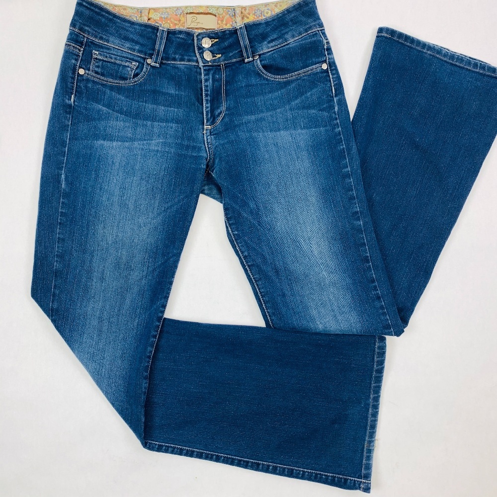 Paige Hollywood Hills Women’s Jeans Size 27 Boot Whiskers Medium Wash Faded